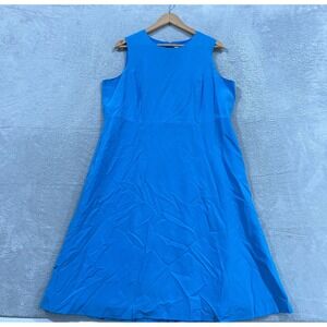 Vintage Victoria Holley Dress‎ Womens 16 WP 100% Silk Blue Sleeveless 90s Preppy